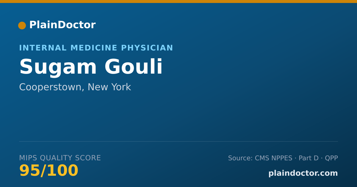 Shareable card for Sugam Gouli - Internal Medicine Physician, Cooperstown, NY