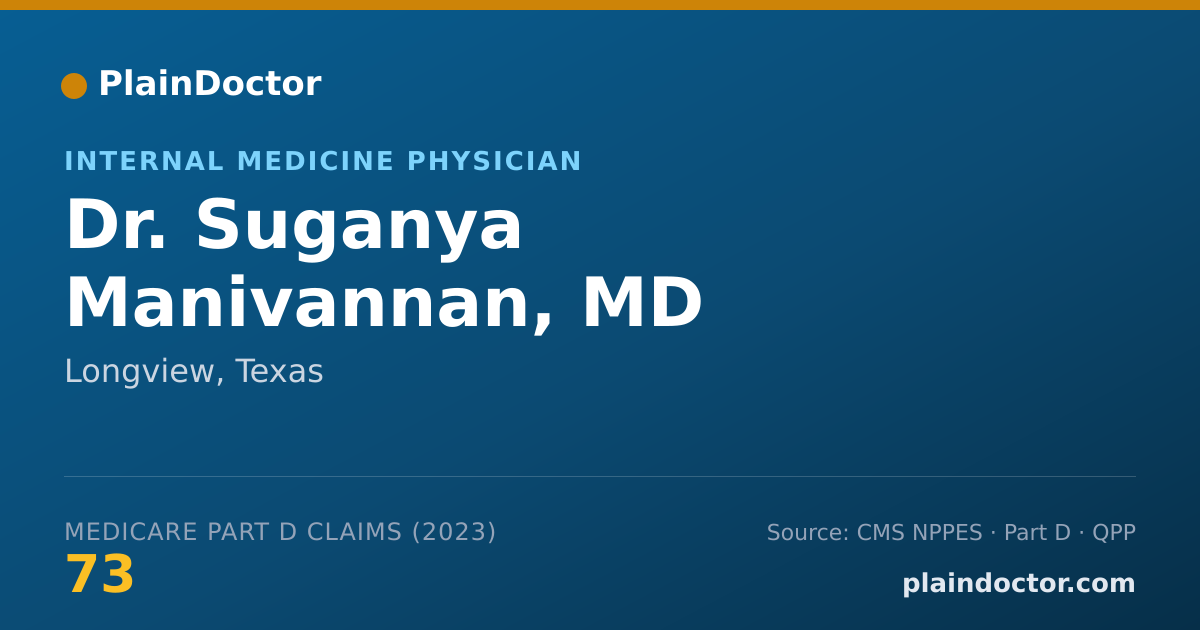 Shareable card for Suganya Manivannan, MD - Internal Medicine Physician, Longview, TX
