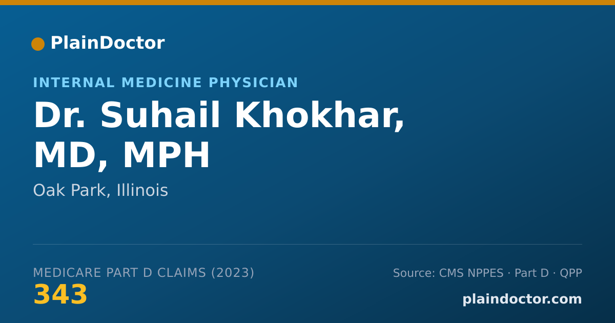 Shareable card for Suhail Khokhar, MD, MPH - Internal Medicine Physician, Oak Park, IL