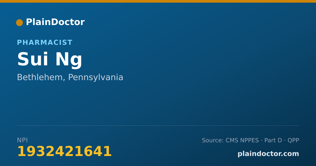 Shareable card for Sui Ng - Pharmacist, Bethlehem, PA
