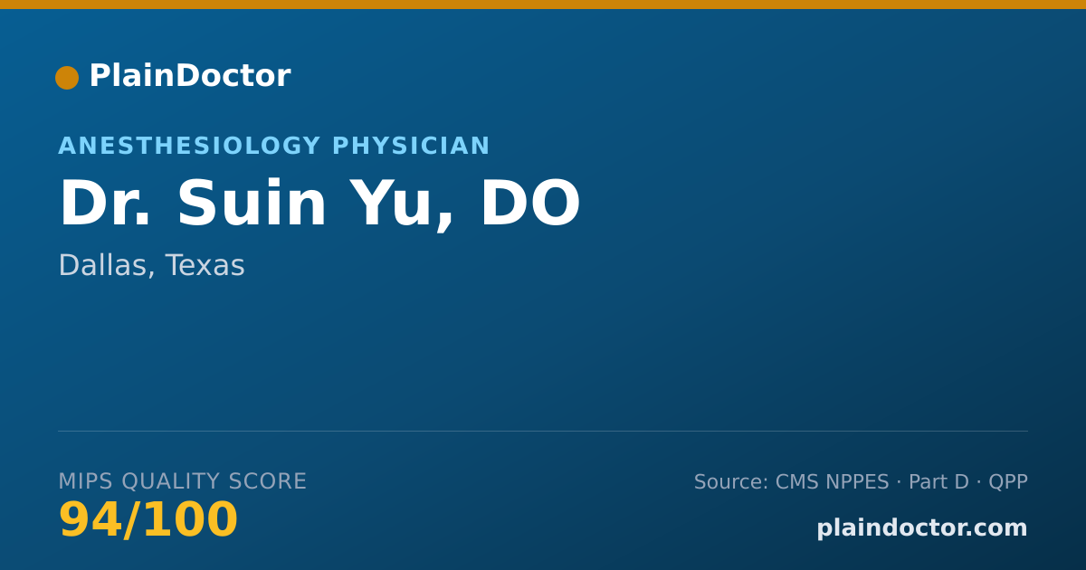 Shareable card for Suin Yu, DO - Anesthesiology Physician, Dallas, TX