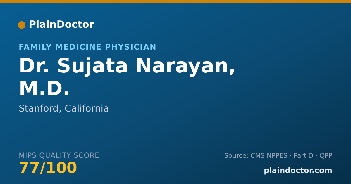 Shareable card for Sujata Narayan, M.D. - Family Medicine Physician, Stanford, CA
