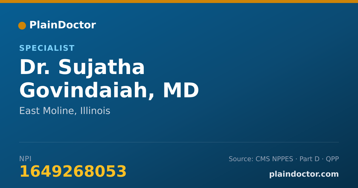 Shareable card for Sujatha Govindaiah, MD - Specialist, East Moline, IL