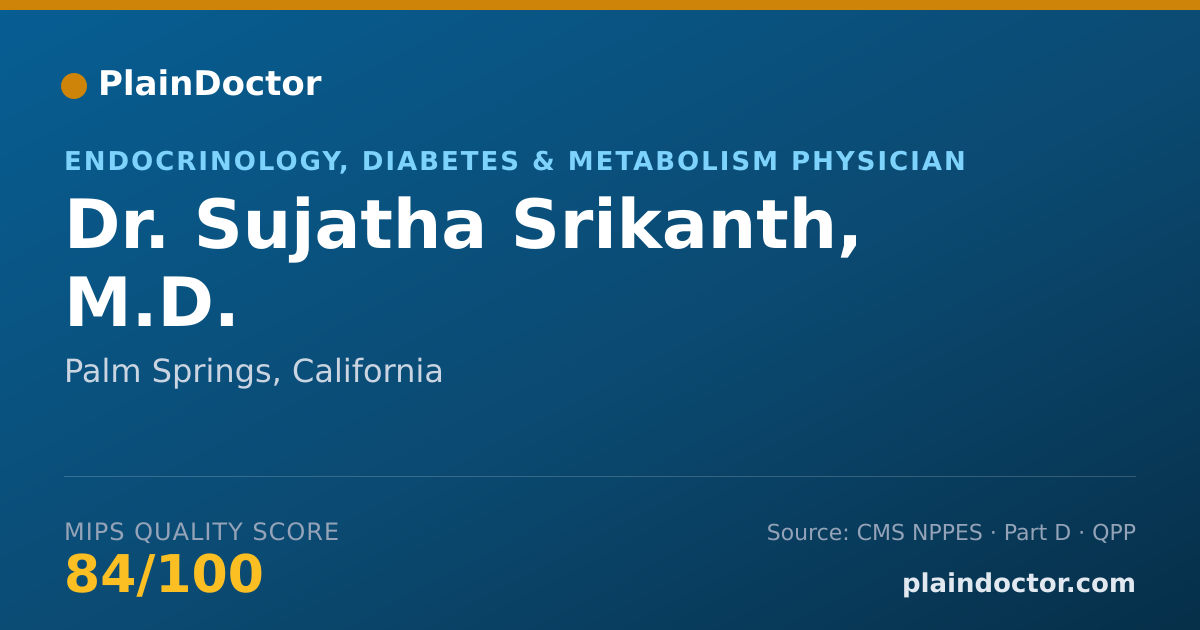 Shareable card for Sujatha Srikanth, M.D. - Endocrinology, Diabetes & Metabolism Physician, Palm Springs, CA