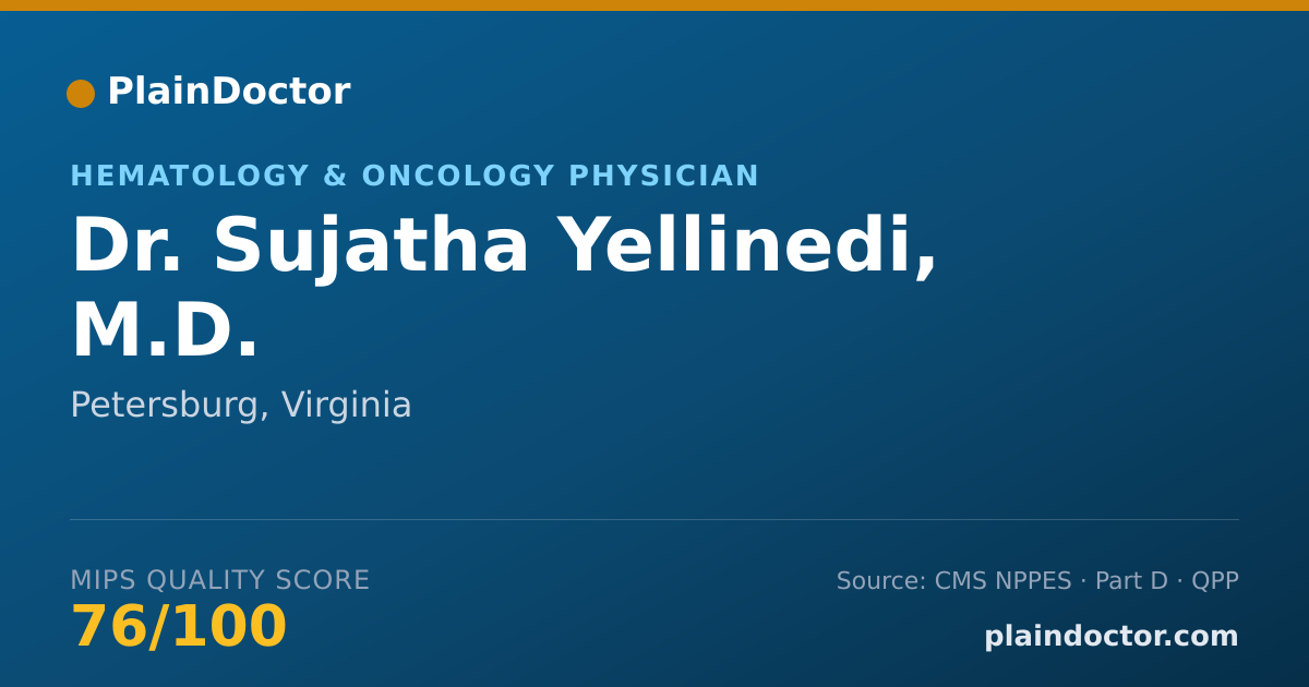 Shareable card for Sujatha Yellinedi, M.D. - Hematology & Oncology Physician, Petersburg, VA