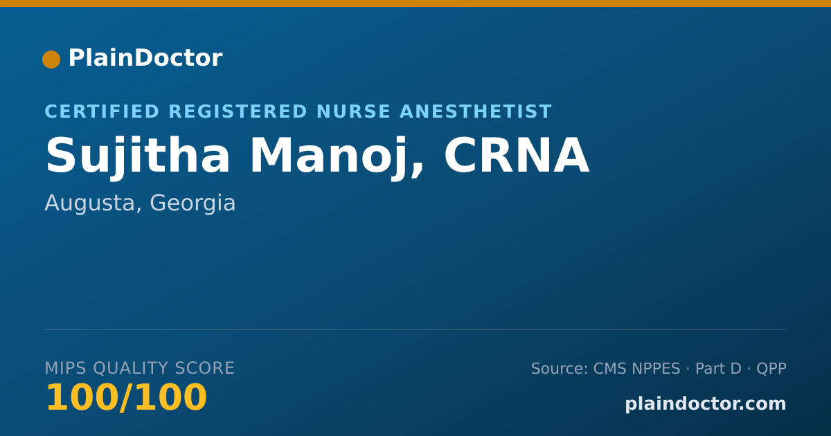 Shareable card for Sujitha Manoj, CRNA - Certified Registered Nurse Anesthetist, Augusta, GA