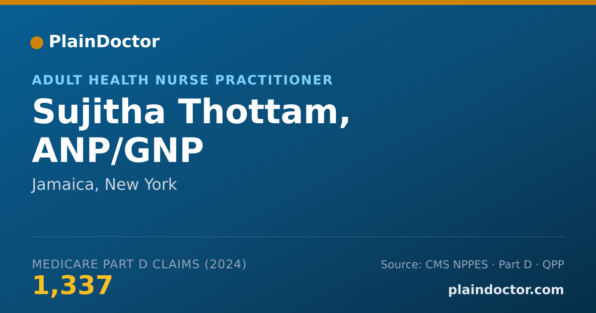 Shareable card for Sujitha Thottam, ANP/GNP - Adult Health Nurse Practitioner, Jamaica, NY