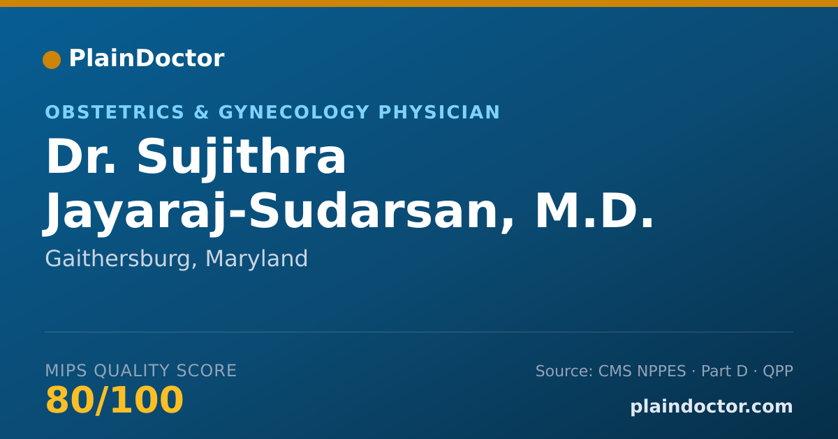 Shareable card for Sujithra Jayaraj-Sudarsan, M.D. - Obstetrics & Gynecology Physician, Gaithersburg, MD