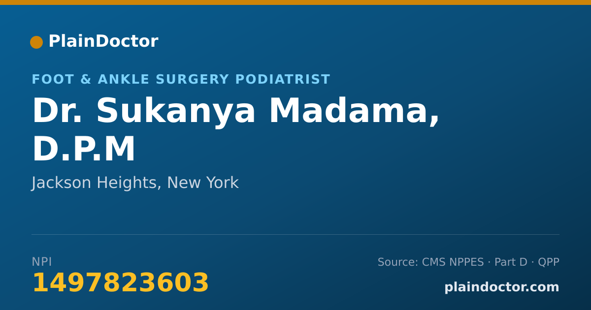 Shareable card for Sukanya Madama, D.P.M - Foot & Ankle Surgery Podiatrist, Jackson Heights, NY