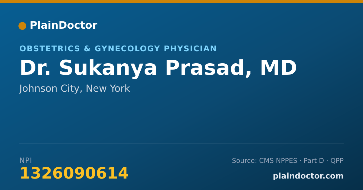 Shareable card for Sukanya Prasad, MD - Obstetrics & Gynecology Physician, Johnson City, NY