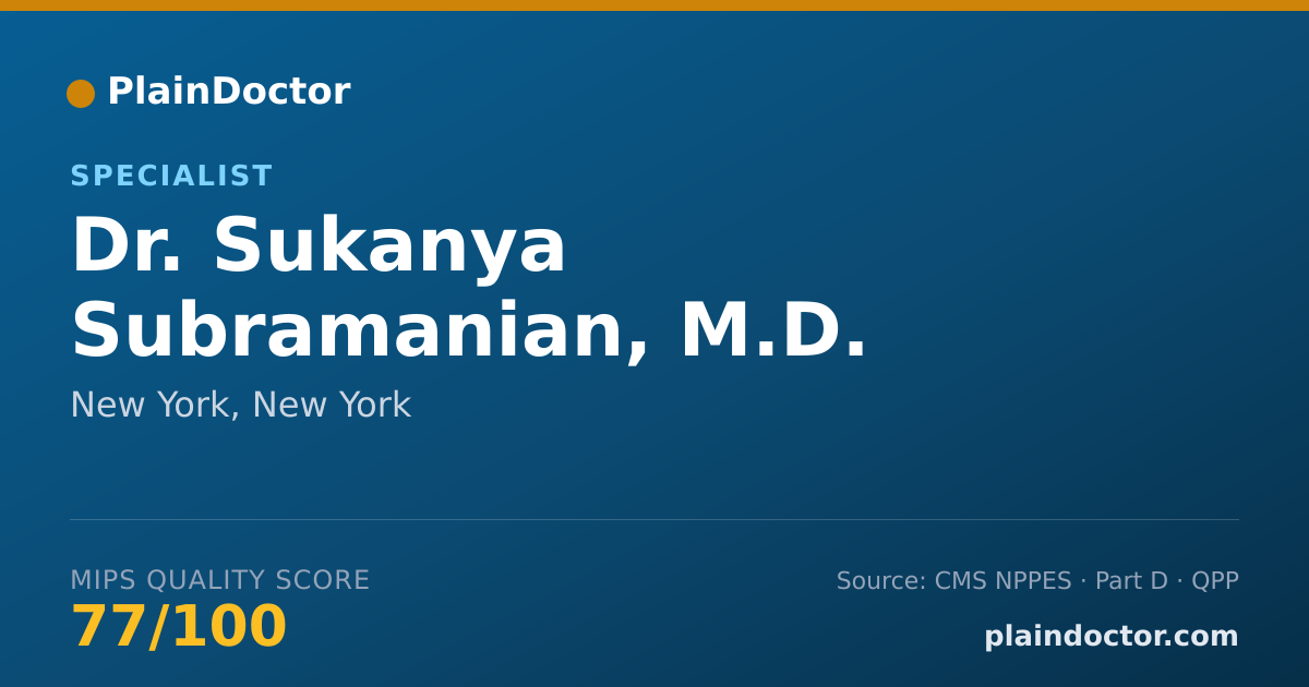 Shareable card for Sukanya Subramanian, M.D. - Specialist, New York, NY
