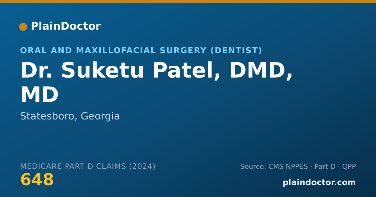 Shareable card for Suketu Patel, DMD, MD - Oral and Maxillofacial Surgery (Dentist), Statesboro, GA