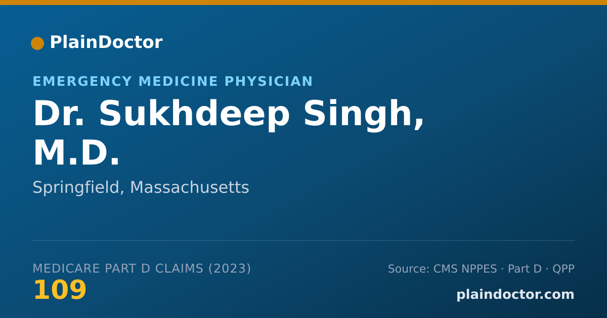 Shareable card for Sukhdeep Singh, M.D. - Emergency Medicine Physician, Springfield, MA