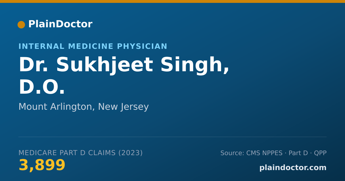 Shareable card for Sukhjeet Singh, D.O. - Internal Medicine Physician, Mount Arlington, NJ