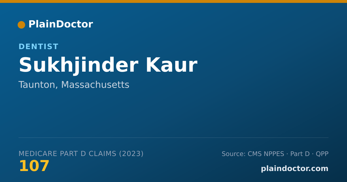 Shareable card for Sukhjinder Kaur - Dentist, Taunton, MA