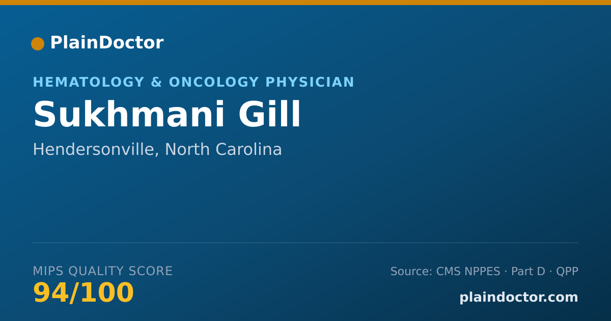 Shareable card for Sukhmani Gill - Hematology & Oncology Physician, Hendersonville, NC