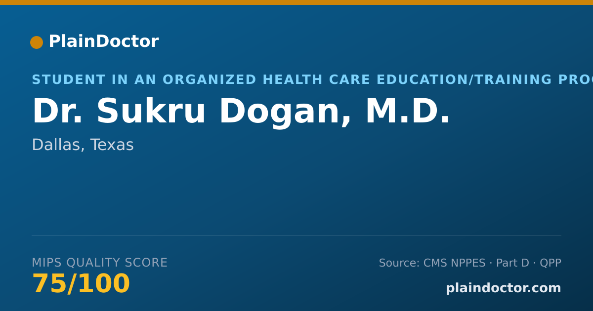 Shareable card for Sukru Dogan, M.D. - Student in an Organized Health Care Education/Training Program, Dallas, TX