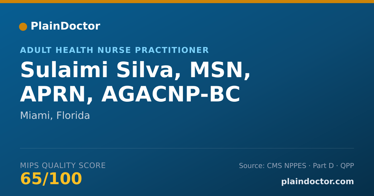 Shareable card for Sulaimi Silva, MSN, APRN, AGACNP-BC - Adult Health Nurse Practitioner, Miami, FL