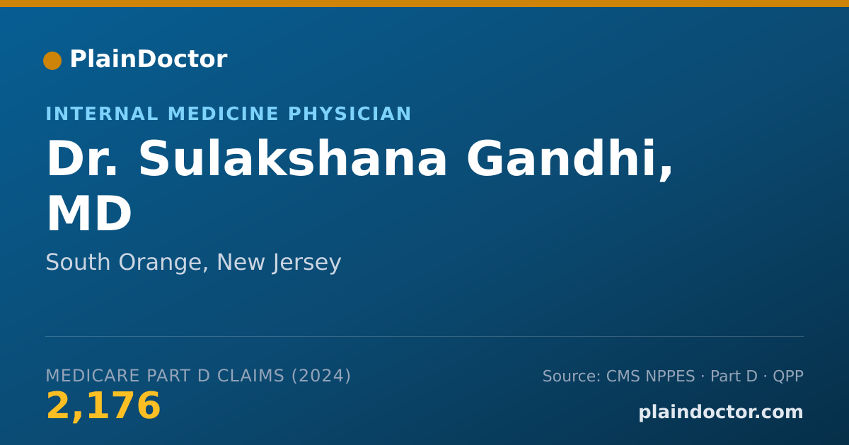 Shareable card for Sulakshana Gandhi, MD - Internal Medicine Physician, South Orange, NJ
