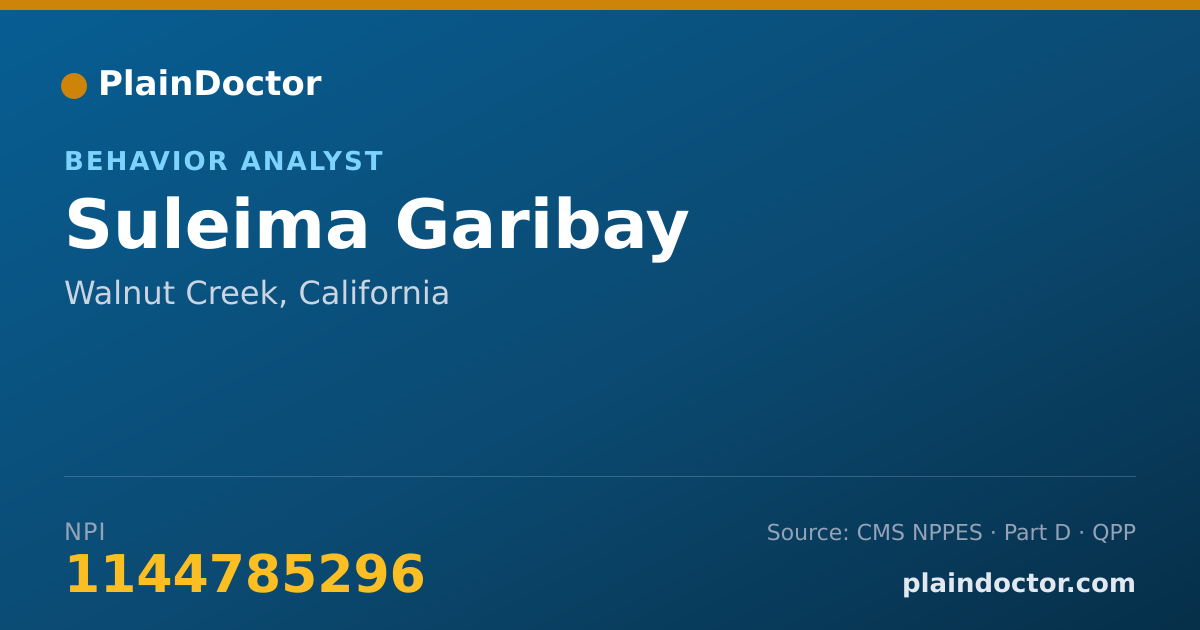Shareable card for Suleima Garibay - Behavior Analyst, Walnut Creek, CA