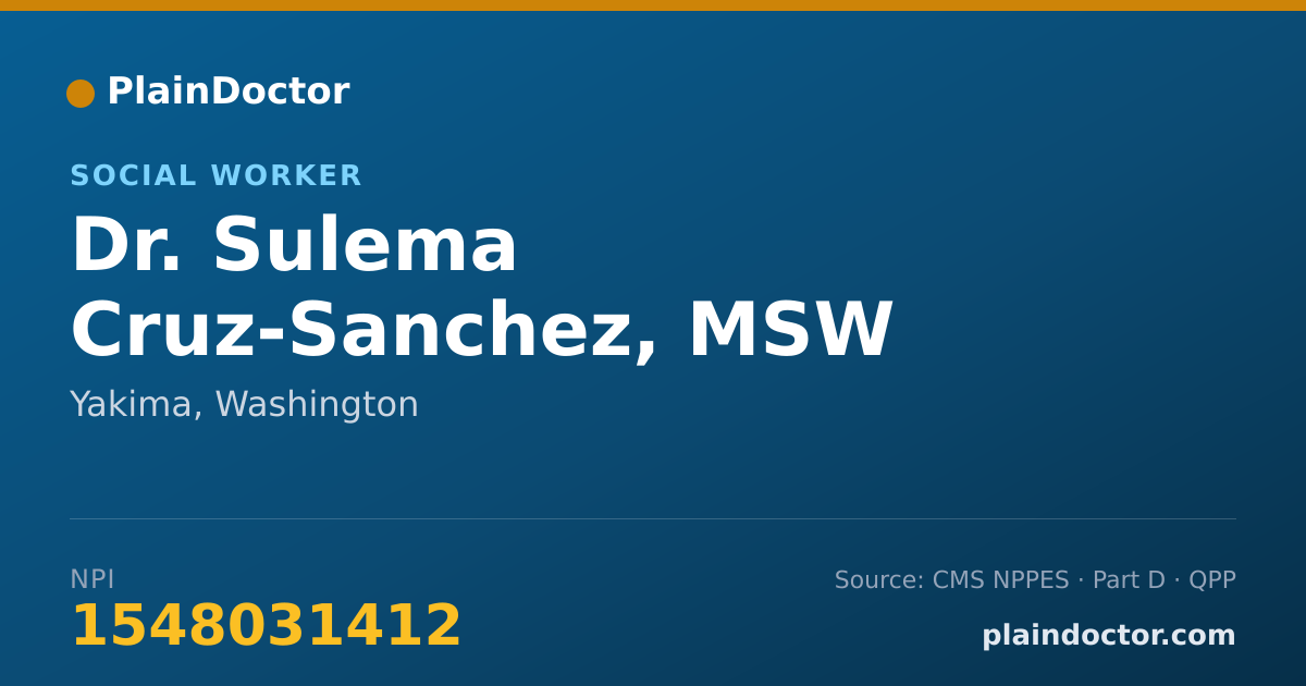 Shareable card for Sulema Cruz-Sanchez, MSW - Social Worker, Yakima, WA