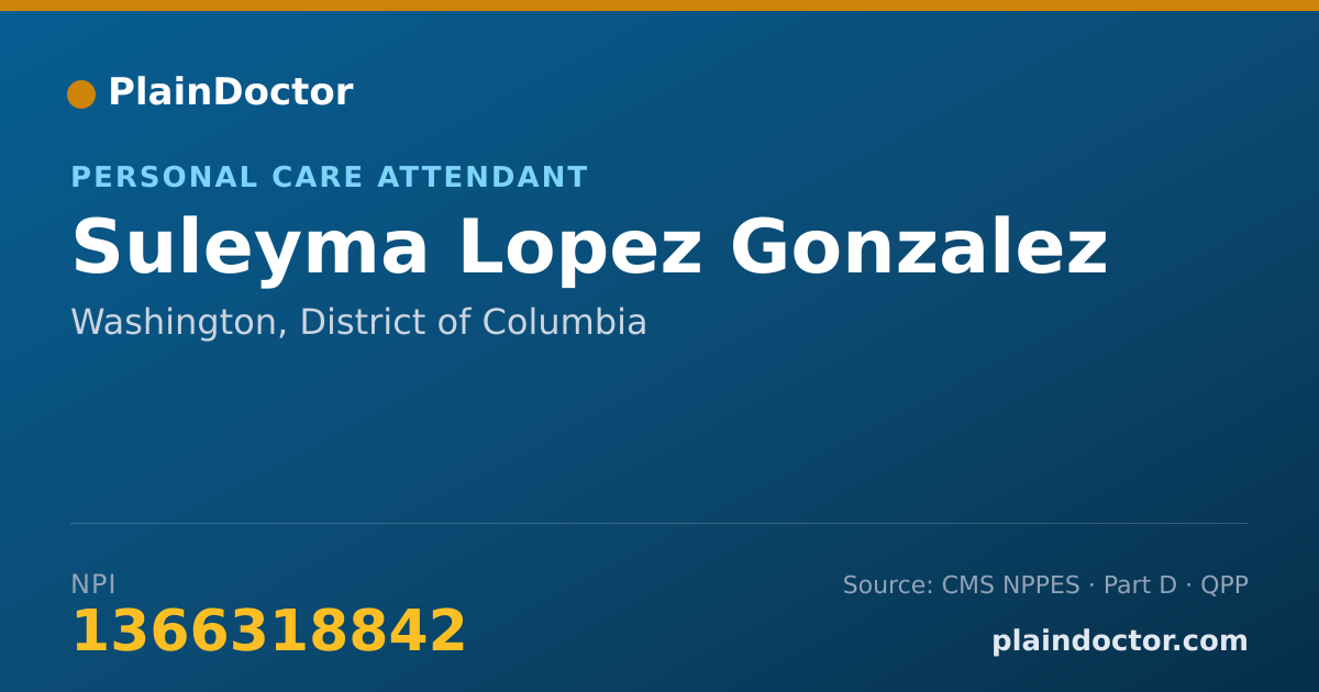 Shareable card for Suleyma Lopez Gonzalez - Personal Care Attendant, Washington, DC