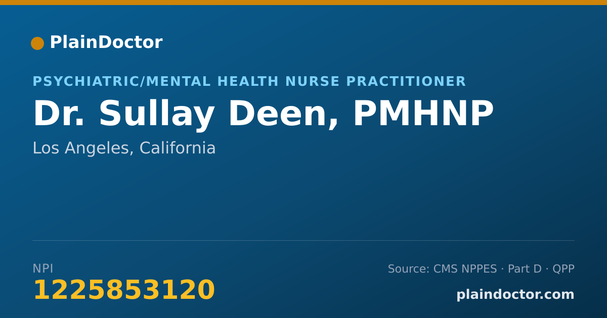 Shareable card for Sullay Deen, PMHNP - Psychiatric/Mental Health Nurse Practitioner, Los Angeles, CA