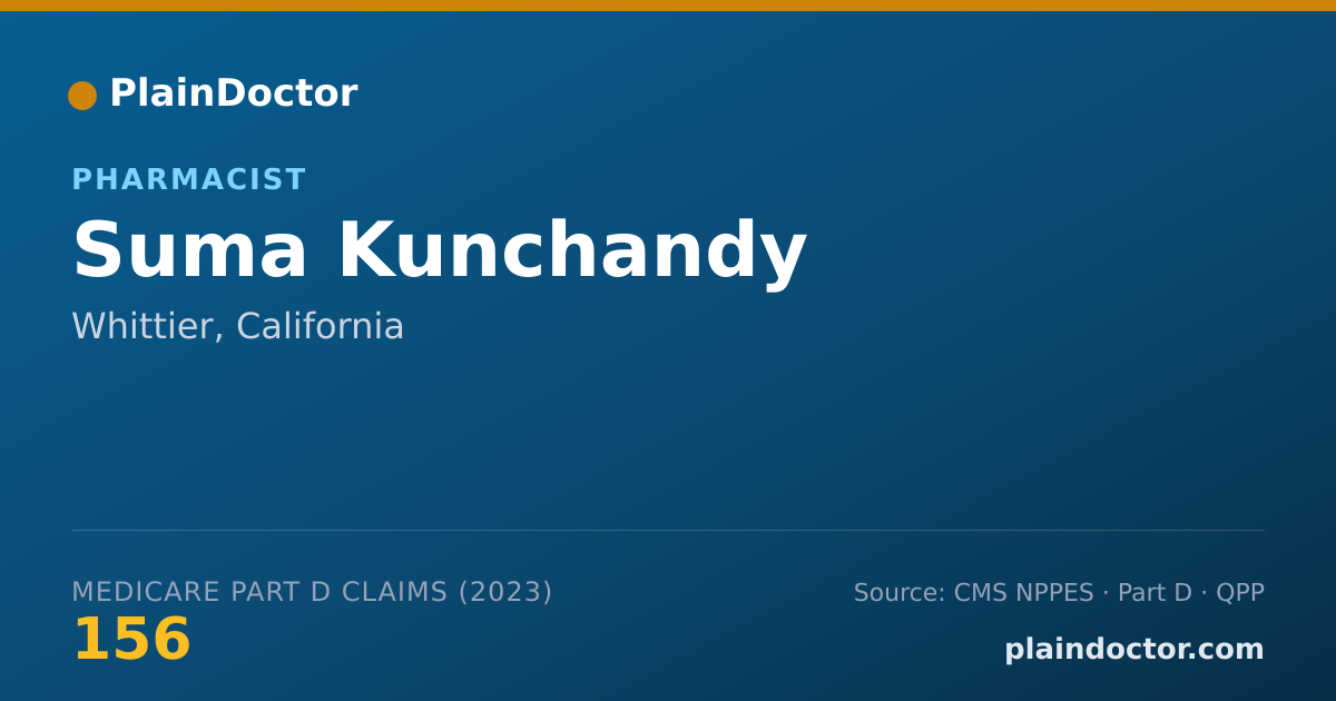 Shareable card for Suma Kunchandy - Pharmacist, Whittier, CA