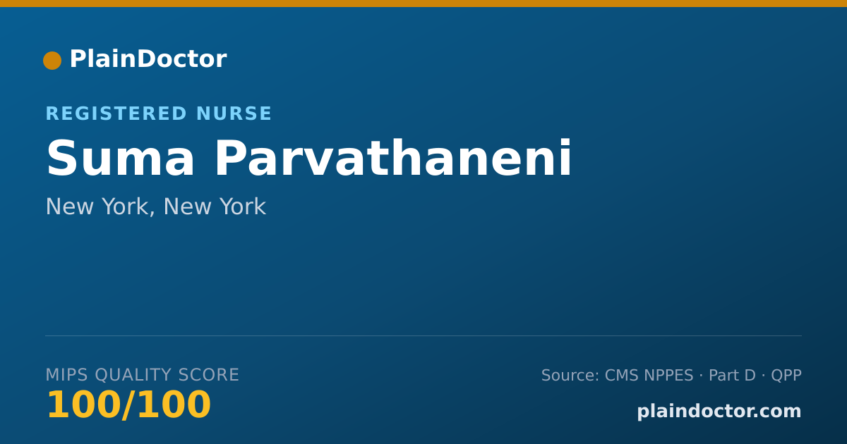Shareable card for Suma Parvathaneni - Registered Nurse, New York, NY