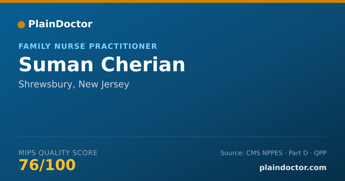 Shareable card for Suman Cherian - Family Nurse Practitioner, Shrewsbury, NJ