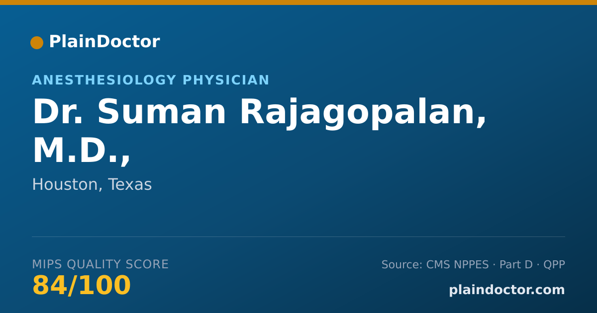 Shareable card for Suman Rajagopalan, M.D., - Anesthesiology Physician, Houston, TX