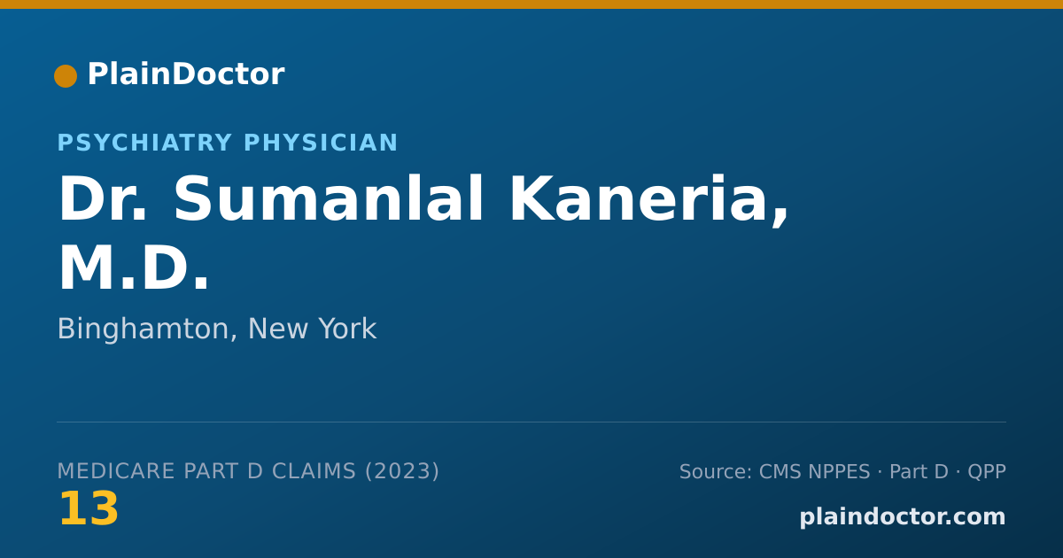 Shareable card for Sumanlal Kaneria, M.D. - Psychiatry Physician, Binghamton, NY
