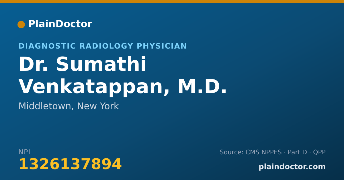 Shareable card for Sumathi Venkatappan, M.D. - Diagnostic Radiology Physician, Middletown, NY