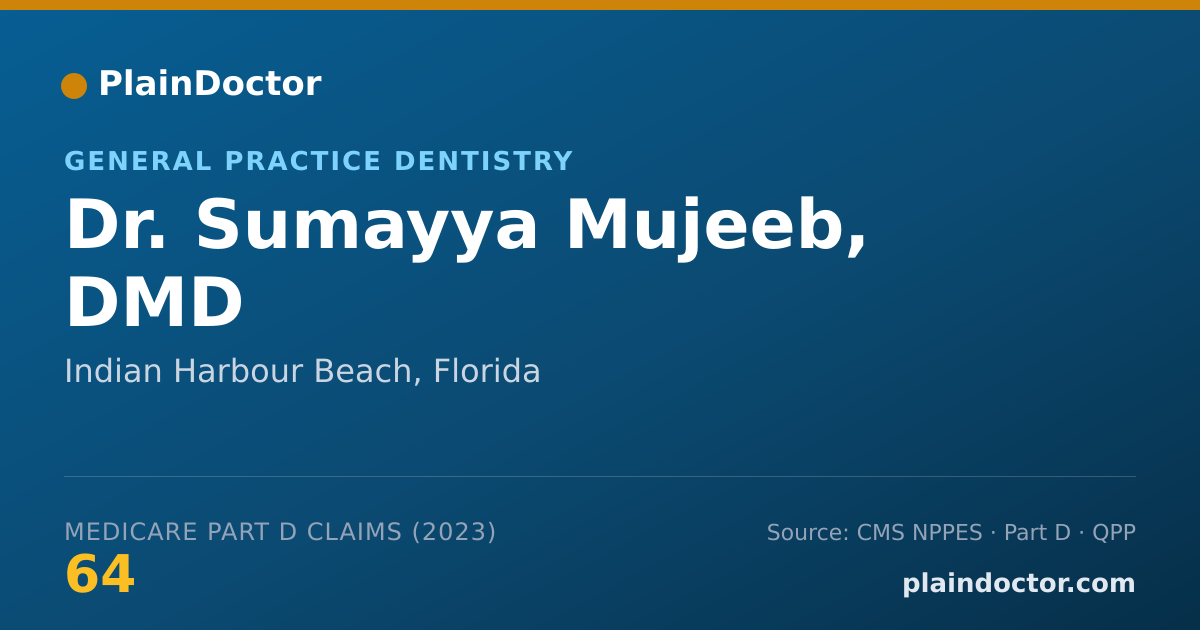 Shareable card for Sumayya Mujeeb, DMD - General Practice Dentistry, Indian Harbour Beach, FL