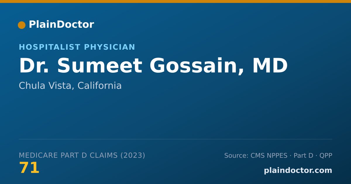 Shareable card for Sumeet Gossain, MD - Hospitalist Physician, Chula Vista, CA