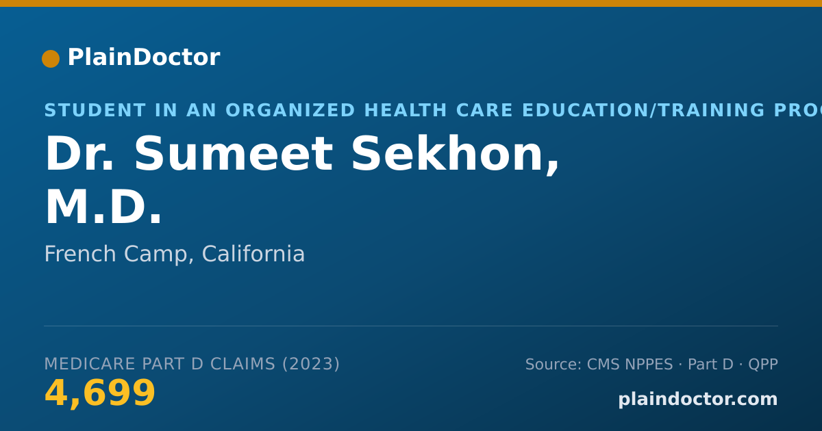 Shareable card for Sumeet Sekhon, M.D. - Student in an Organized Health Care Education/Training Program, French Camp, CA