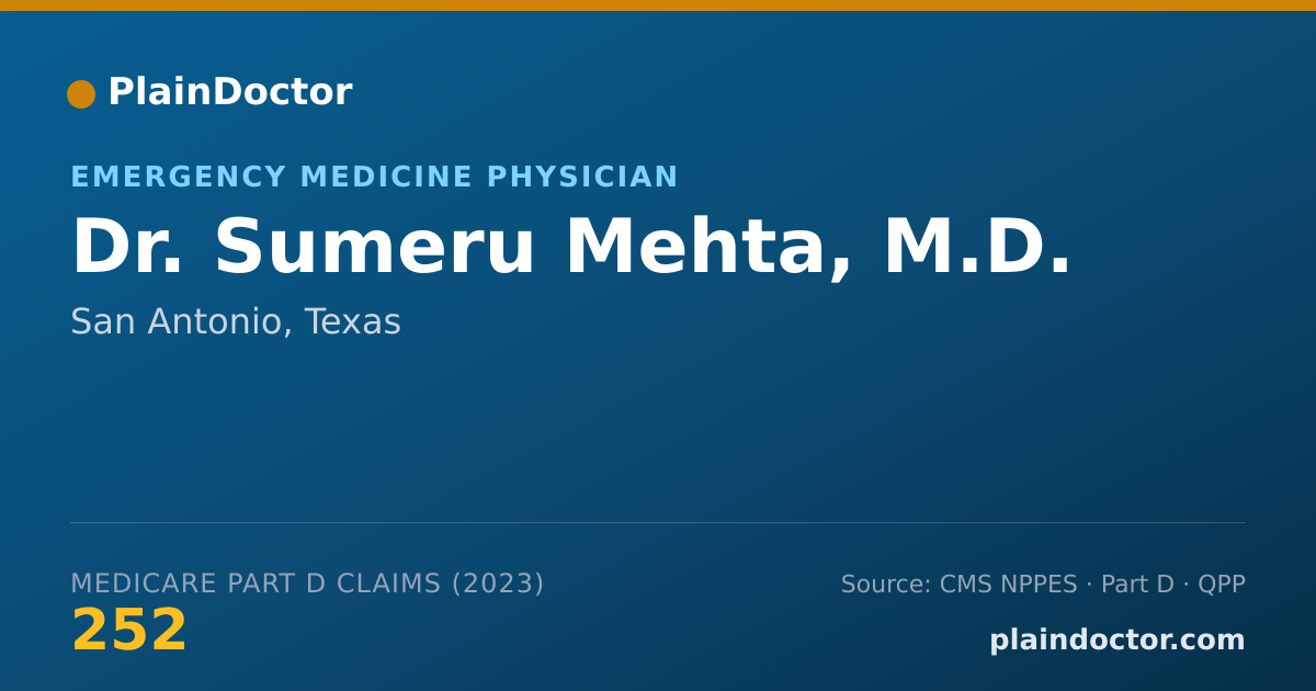 Shareable card for Sumeru Mehta, M.D. - Emergency Medicine Physician, San Antonio, TX