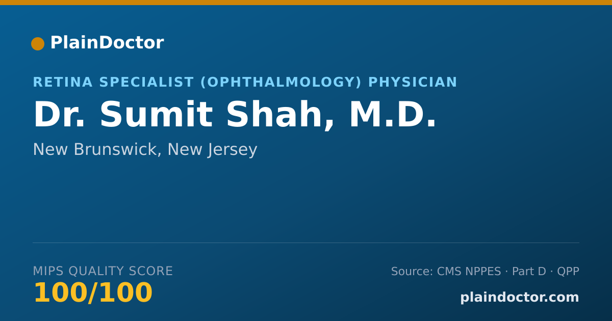 Shareable card for Sumit Shah, M.D. - Ophthalmology Physician, New Brunswick, NJ