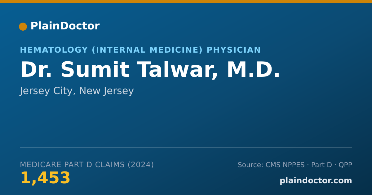 Shareable card for Sumit Talwar, M.D. - Hematology & Oncology Physician, Jersey City, NJ