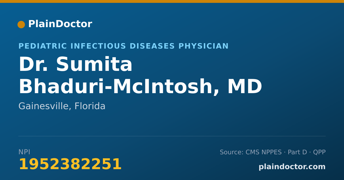 Shareable card for Sumita Bhaduri-McIntosh, MD - Pediatric Infectious Diseases Physician, Gainesville, FL