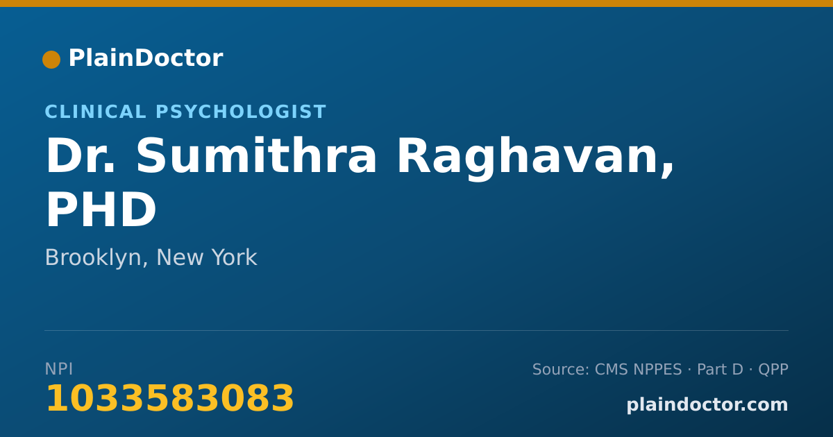 Shareable card for Sumithra Raghavan, PHD - Clinical Psychologist, Brooklyn, NY