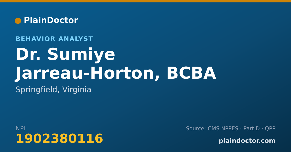 Shareable card for Sumiye Jarreau-Horton, BCBA - Behavior Analyst, Springfield, VA