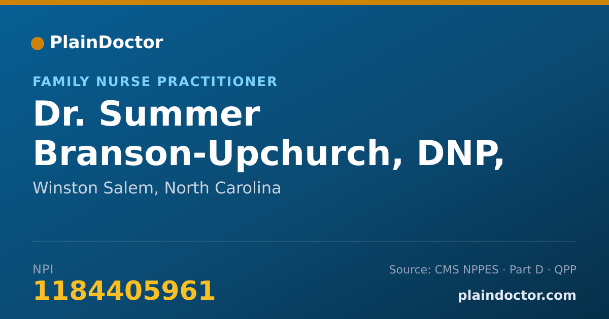 Shareable card for Summer Branson-Upchurch, DNP, FNP-C - Family Nurse Practitioner, Winston Salem, NC