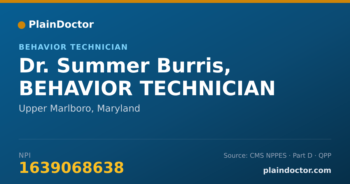Shareable card for Summer Burris, BEHAVIOR TECHNICIAN - Behavior Technician, Upper Marlboro, MD