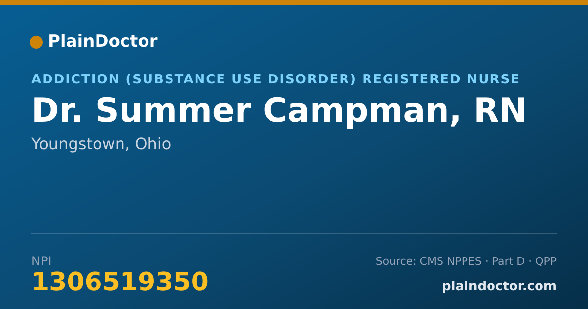 Shareable card for Summer Campman, RN - Addiction (Substance Use Disorder) Registered Nurse, Youngstown, OH