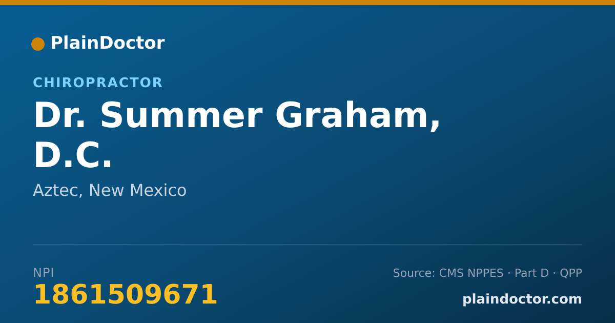 Shareable card for Summer Graham, D.C. - Chiropractor, Aztec, NM
