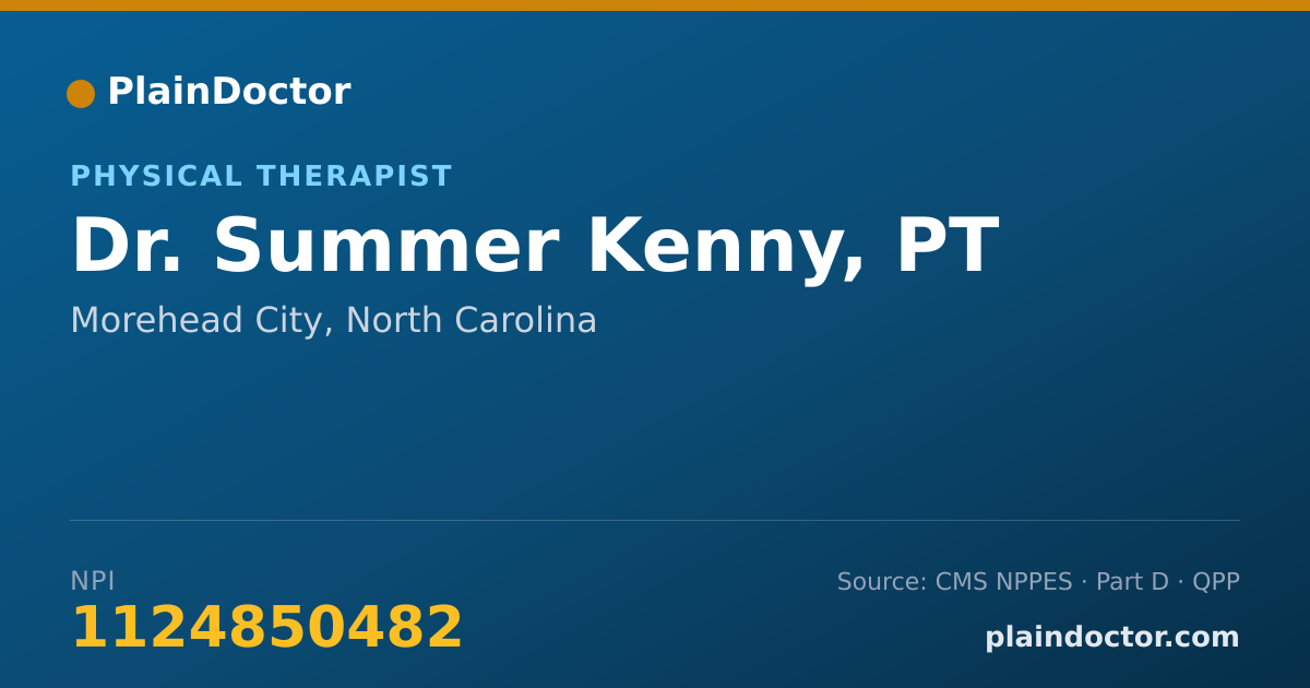 Shareable card for Summer Kenny, PT - Physical Therapist, Morehead City, NC