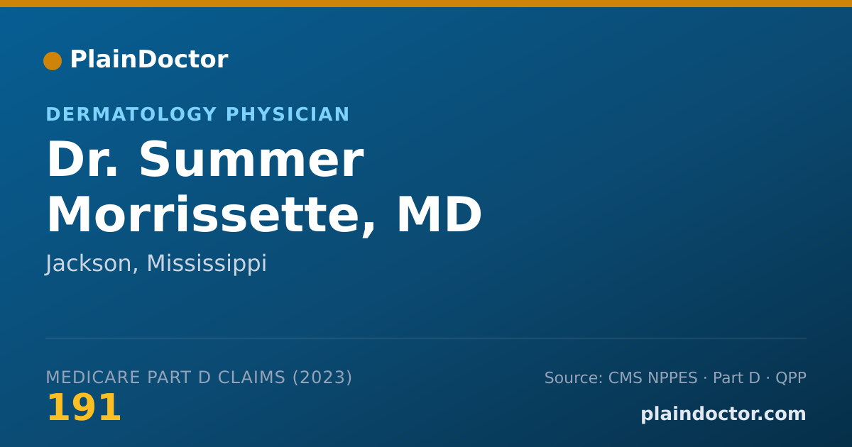 Shareable card for Summer Morrissette, MD - Dermatology Physician, Jackson, MS