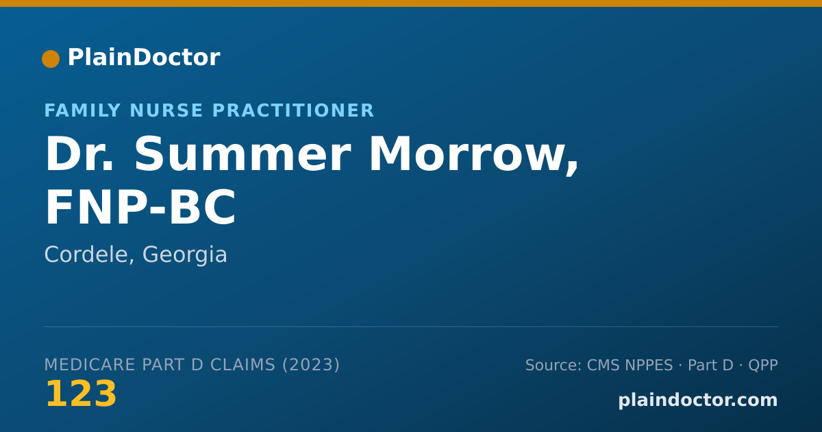 Shareable card for Summer Morrow, FNP-BC - Family Nurse Practitioner, Cordele, GA