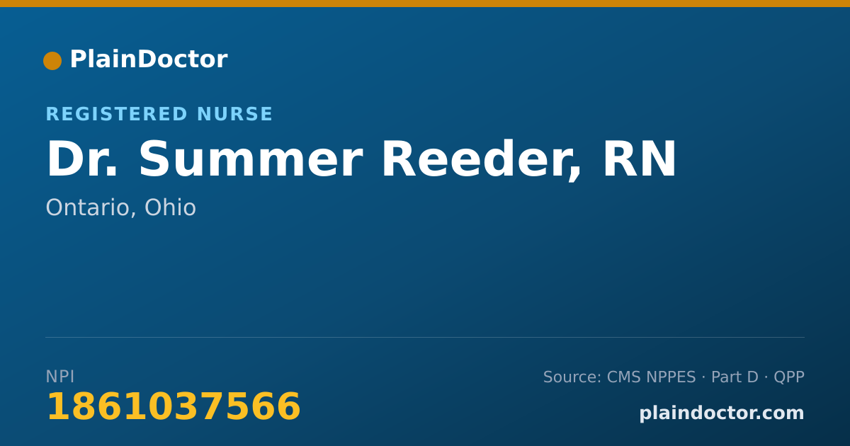 Shareable card for Summer Reeder, RN - Registered Nurse, Ontario, OH